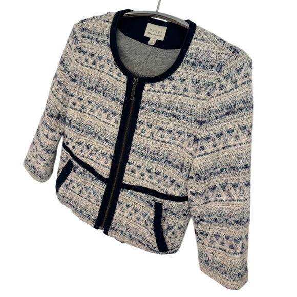 HINGE BLUE & WHITE WOOL BLEND BLAZER, SIZE M - Picture 2 of 9